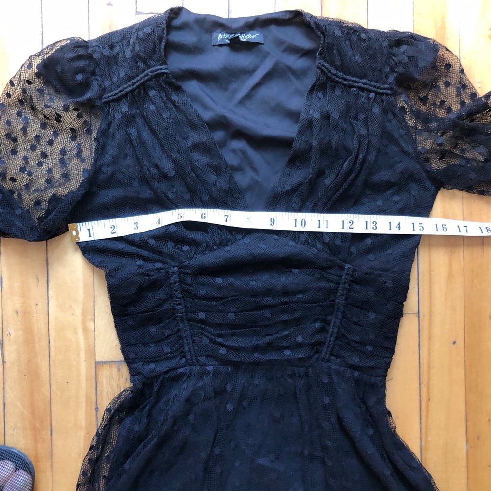 Betsey Johnson Dramatic Gothic Swiss Dot Mesh Lace Dress Wednesday Prom Sz 4 - Picture 8 of 12